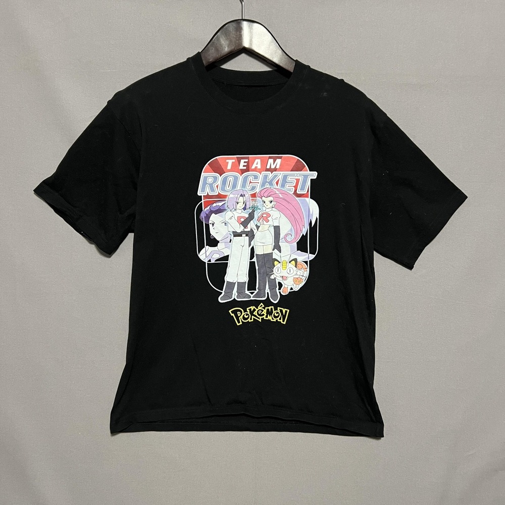 Pokemon Team Rocket Shirt Mens XL Black Jessie James Meowth Graphic Tee